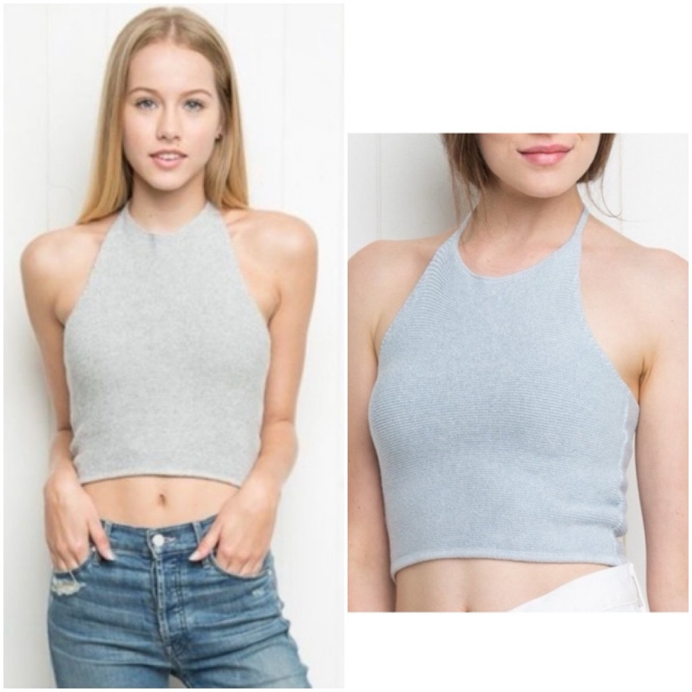 Brandy Melville Baby Blue Halter Crop Top
